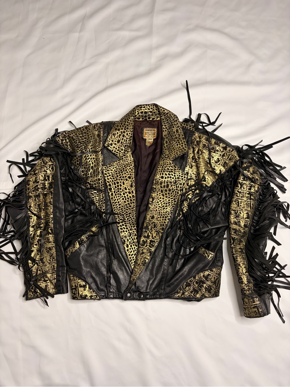 Vintage Harvey Alligator Leather Women’s Western Fringe Sz 44 Jacket Biker Rare!